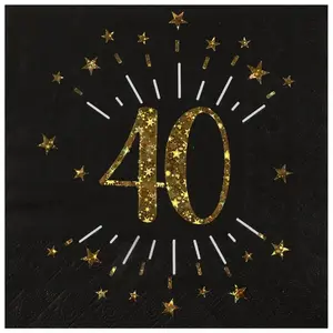 Comparateur de prix : SANTEX 10 Serviettes papier Joyeux anniversaire 40 noir et or 18 33 x 33 cm