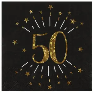 Comparateur de prix : SANTEX 10 Serviettes papier Joyeux anniversaire 50 noir et or 18 33 x 33 cm - Noir