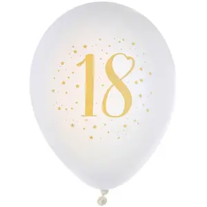 Comparateur de prix : Ballon latex anniversaire 18ans blanc et or 23cm (x8) REF/6571