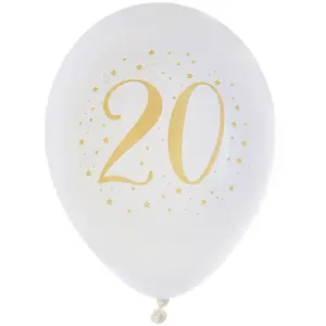 Comparateur de prix : Ballon latex anniversaire 20ans blanc et or 23cm (x8) REF/6571