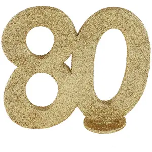Comparateur de prix : CHIFFRE Anniversaire Vertical déco 80 pailleté OR