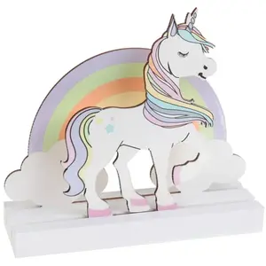 Comparateur de prix : SANTEX centre de table licorne arc-en-ciel bois 14x4x13cm - chalayer 000666300000005