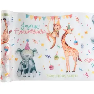 Santex Chemin de Table Animaux Zoo Party 30cm x 5m Joyeux Anniversaire pour Enfant pas cher
