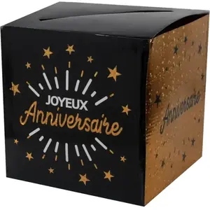 SANTEX Tirelire Joyeux Anniversaire étincelant, Noir/Or