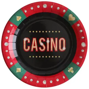 Santex 10 ASSIETTES CARTON JEUX CASINO 22.5CM MULTICOLORE pas cher