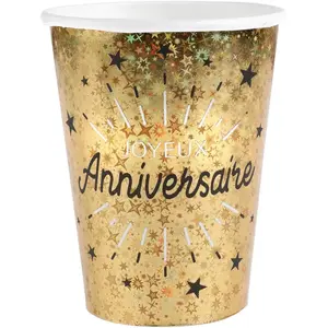 Comparateur de prix : SANTEX Gobelets en carton x 10 - Anniversaire étincelant Or