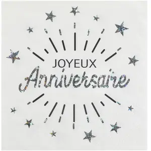 Comparateur de prix : RueDeLaFete Serviettes en papier x 20 - Anniversaire étincelant Argent aille Unique