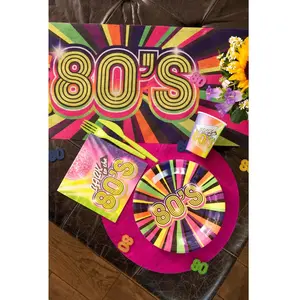 Comparateur de prix : Assiettes en carton - Multicolore - 22,5 cm - Années 80 - 10 pièces - Rétro