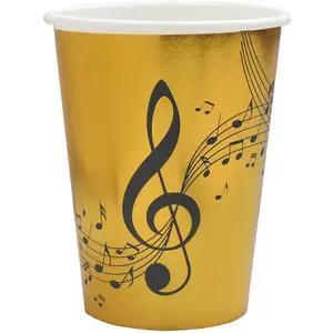 Comparateur de prix : Santex 10 GOBELETS CARTON PARTITION NOTES MUSIQUE 27CL OR