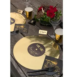 Comparateur de prix : LE GEANT DE LA FETE Sachet 6 Sets de Table Ronds Musique métallisés Disque d'or