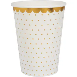 Comparateur de prix : Santex 10 GOBELETS CARTON À POIS OR CHIC 27CL BLANC Or