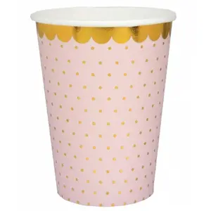 Comparateur de prix : Santex 10 gobelets carton à pois or chic 27cl rose - chalayer 000682900000005