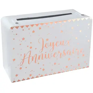 Non communiqué tirelire carton anniversaire 24x16x10cm or rose - chalayer 000567100000020 pas cher