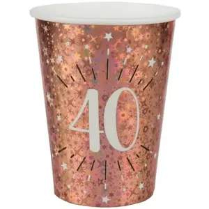 Comparateur de prix : Sachet de 10 Gobelets âge étincelant métal 40 ans Rose Gold