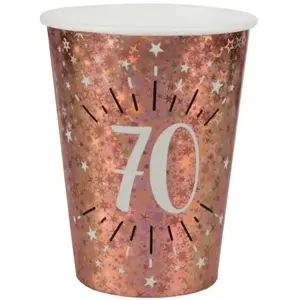 Comparateur de prix : Sachet de 10 Gobelets âge étincelant métal 70 ans Rose Gold
