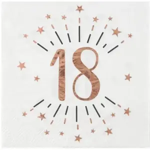 Comparateur de prix : SANTEX Serviette de table anniversaire 18 ans blanche et rose gold métallique (x10) REF/7350