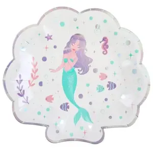 Non communiqué 10 assiettes carton petite sirène 22.7x21cm irisé - 000732300000044 pas cher