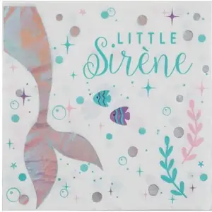 Comparateur de prix : Sachet 20 Serviettes Sirène irisées multicolores en papier