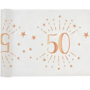 Santex Chemin de table élégant anniversaire 50ans rose gold 30cm x 5m (x1) REF/7344 pas cher