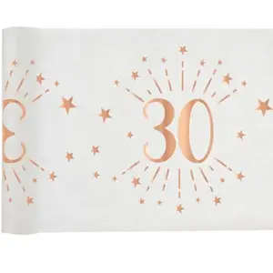 SANTEX 7344-30-30, Chemin de Table Âge étincelant métal Blanc/Rose Gold, 30 Ans pas cher