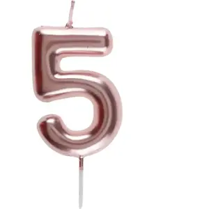 RueDeLaFete Bougie ROSE GOLD, chiffre 5 rose gold pas cher