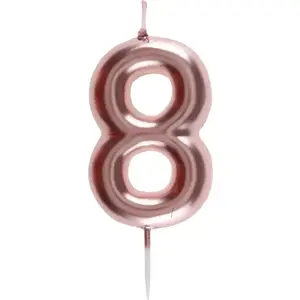 RueDeLaFete Bougie ROSE GOLD, chiffre 8 rose gold pas cher