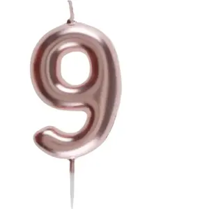 RueDeLaFete Bougie ROSE GOLD, chiffre 9 rose gold pas cher
