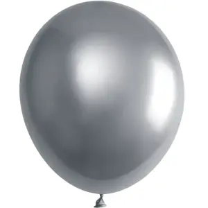 SANTEX Ballon métal en latex de 30 cm en argent (x6) REF/7295 pas cher