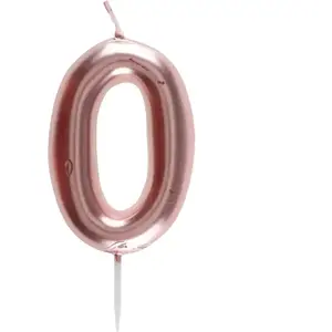 RueDeLaFete Bougie ROSE GOLD, chiffre 0 rose gold pas cher