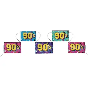 JOUR DE FETE Banderole 90's multicolore 5m - Années 90 pas cher