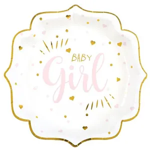 Comparateur de prix : 10 Assiettes Carton Baby Shower Girl 21CM Rose