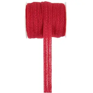 RueDeLaFete Ruban naturel Coton 10 mm Rouge pas cher