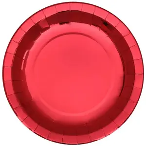 SANTEX Grande assiette métallisée rouge de 26cm en carton (x10) REF/7169 pas cher