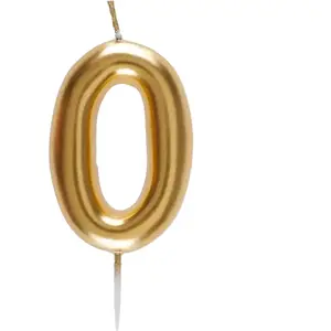 Santex mariage Bougie dorée avec chiffre 0 pour décoration gâteau anniversaire (x1) REF/6933 pas cher