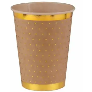 RueDeLaFete Lot de 10 Gobelets Pois dorés 25cl, Kraft pas cher