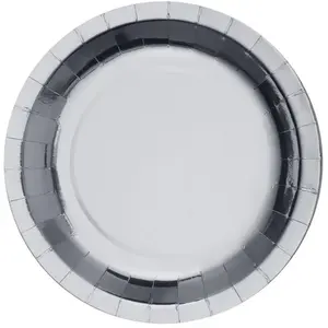 SANTEX Grande assiette métallisée argentée de 26cm en carton (x10) REF/7169 pas cher