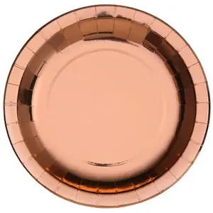 Comparateur de prix : Lot de 10 assiettes en carton brillantes 26 cm, Rose Gold
