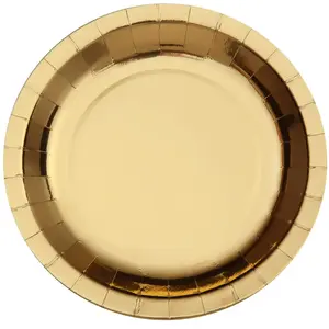 Comparateur de prix : RueDeLaFete Grande assiette métallisée doré or de 26cm en carton (x10) REF/7169