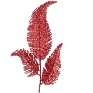 SANTEX Décoration feuille de Palme rouge avec sa tige 25cm (x1) REF/7115 pas cher