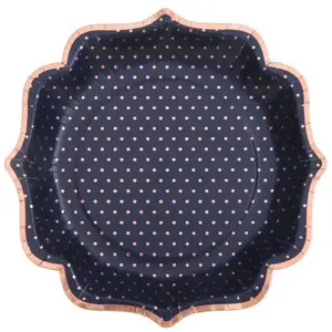 RueDeLaFete Sachet de 10 assiettes pois brillants, Marine pas cher