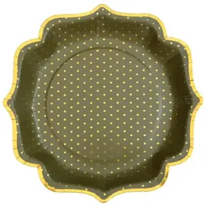 Comparateur de prix : Sachet de 10 assiettes pois dorés, vert Sauge