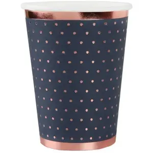 SANTEX Joli gobelet élégant en carton en bleu marine et rose gold (x10) REF/7095 pas cher