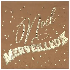 RueDeLaFete Serviettes en papier Noël Merveilleux x20 - Or pas cher
