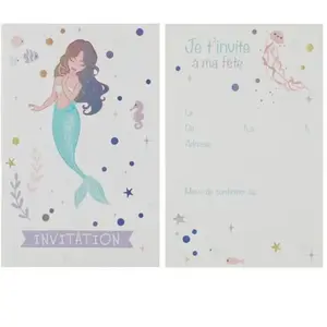 RueDeLaFete Lot de 6 cartes d'invitation Sirène pas cher