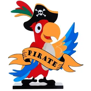 Santex CENTRE DE TABLE BOIS COCO LE PIRATE 15X4X20CM pas cher