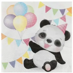 Santex Serviettes en papier - Panda - 20 pièces - Multicolore - 16.5x16.5 cm - 3 plis pas cher