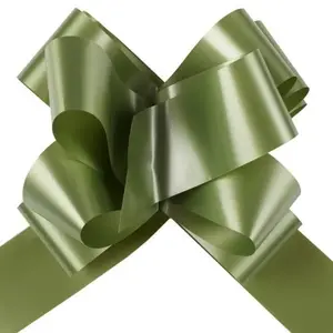 SANTEX Noeud à tirer automatique vert olive/sauge avec ruban de 50mm (x10) REF/1831 thème champêtre pas cher