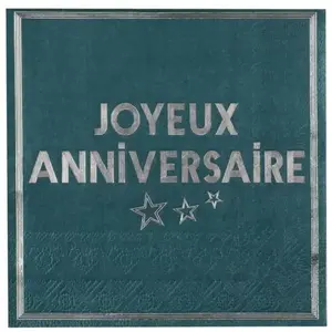 Comparateur de prix : Sachet de 10 serviettes anniversaire Star d'un jour Bleu canard/Argent