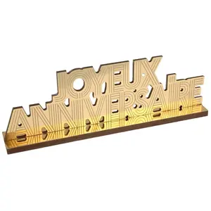 Non communiqué décoration joyeux anniversaire bois 27x4x9cm or - chalayer 000798000000003 pas cher