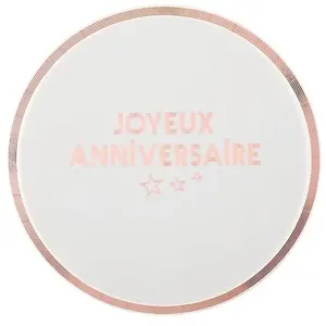 Comparateur de prix : Paquet de 10 Assiettes anniversaire Star d'un jour, Blanc/Rose Gold